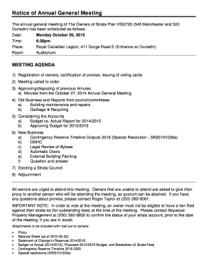 Strata Agm Agenda Template  Form