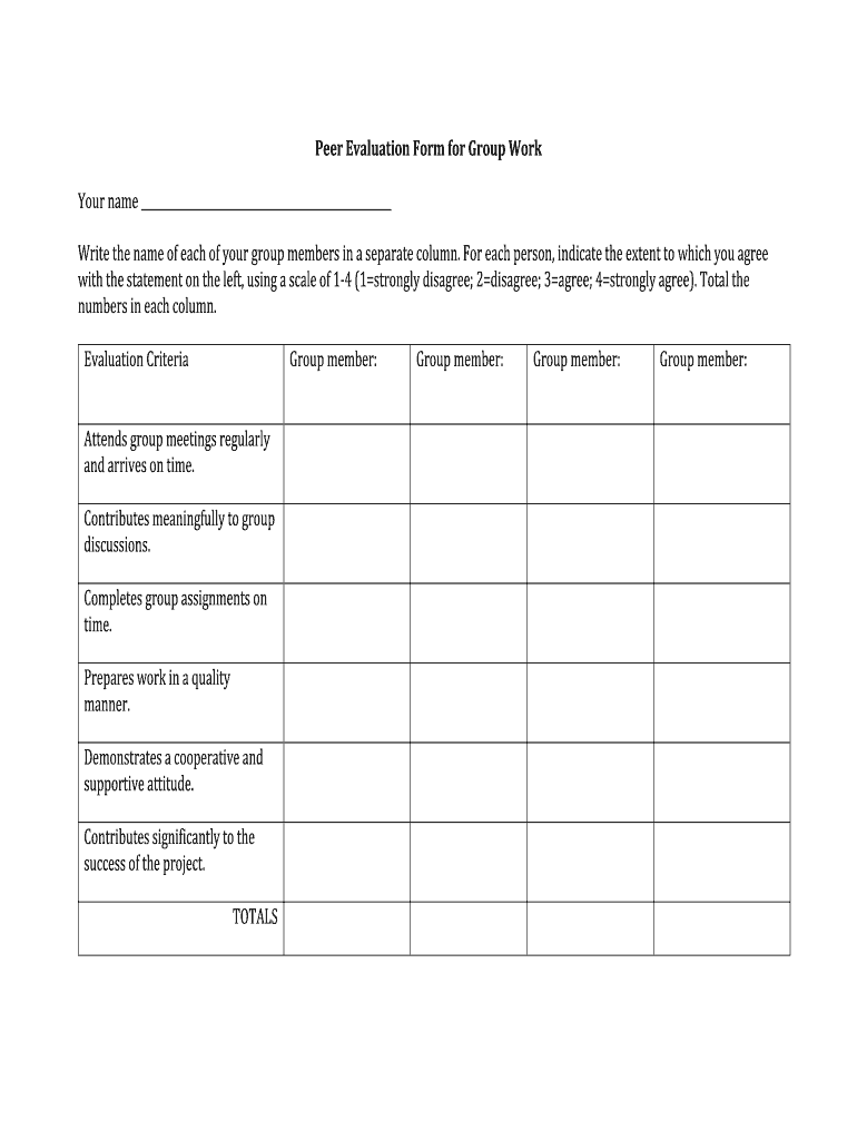 Peer Evaluation Form