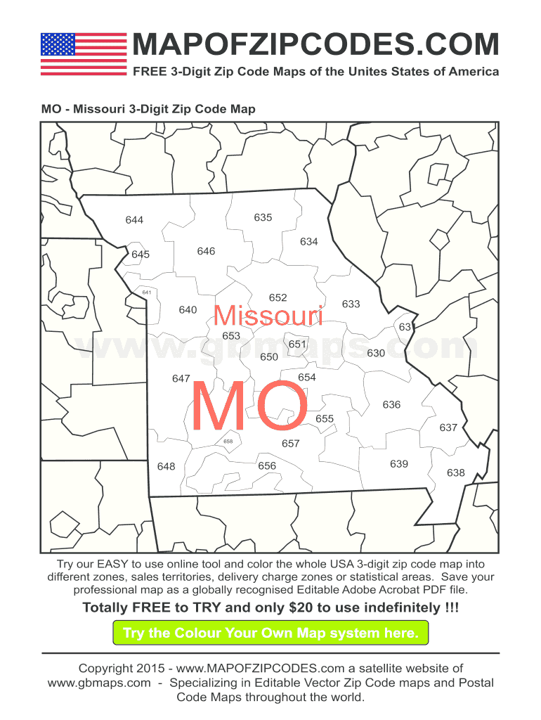 Missouri Zip Code Map  Form