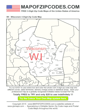 Wisconsin Zip Code Map PDF  Form