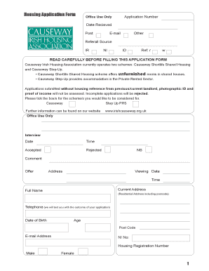 Irish Causeway Housing Application Form