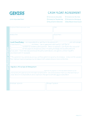 Cash Float Agreement  Form