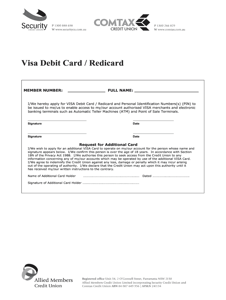 Visa Debit Card Redicard Bassetsbbamcubbcombau  Form