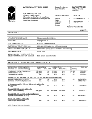 MATERIAL SAFETY DATA SHEET MARASTAR SR BINDPADb  Form