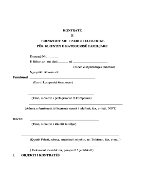 Kontrata E Furnizimit Me Energji Elektrike Familjare  Form
