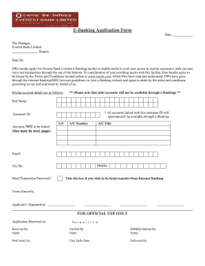 Everest Bank Internet Banking  Form