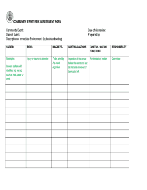 Risk Assessment Template Nsw  Form