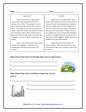 Country Life and City Life English Worksheets Land  Form