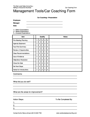 Sales Coaching Templates  Form