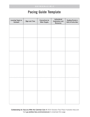 Pacing Guide Template PDF  Form