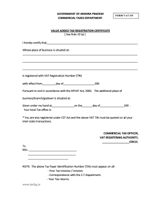 Vat Certificate Download  Form