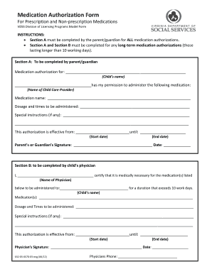 Medication Authorization Form