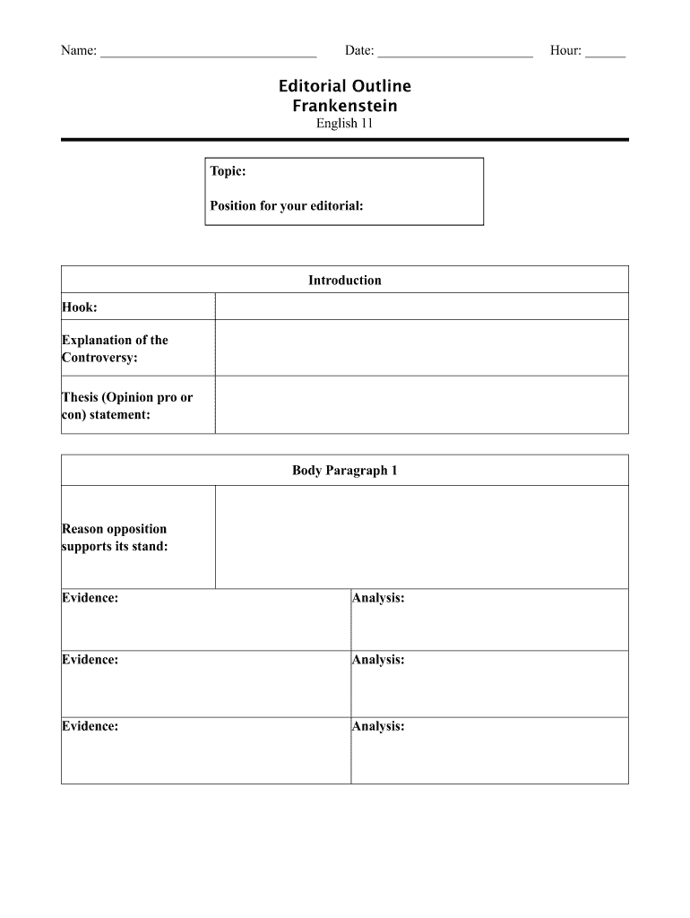 Editorial Outline Frankenstein English 11 BWikispacesb  Form