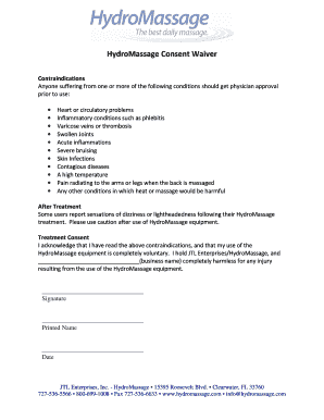 HydroMassage Consent Form