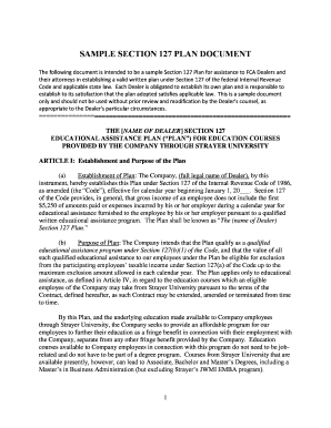 Section 127 Plan Document Template  Form