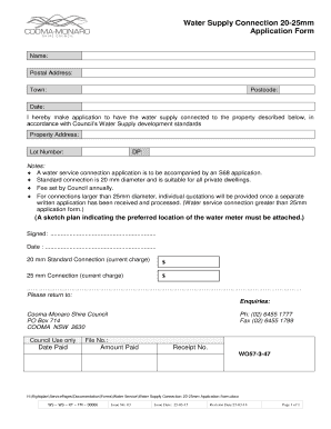 Online Application for Water Connection  Form