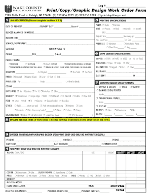 Log PrintCopyGraphic Design Work Order Form