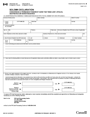  Solemn Declaration Template 2003