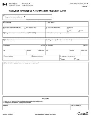  Renew Pr Card Application 2003