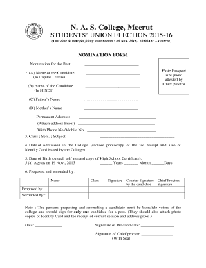 Student Union Election Nomination Form