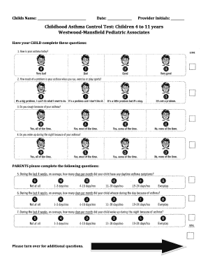 Childhood Asthma Control Test Children 4 to 11 Years Westwood  Form