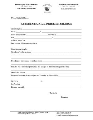 Mod Le Attestation De Prise En Charge PDF  Form