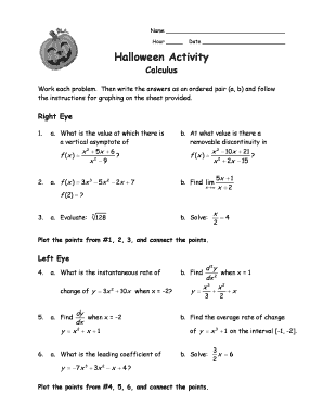 Calculus Halloween Activity  Form