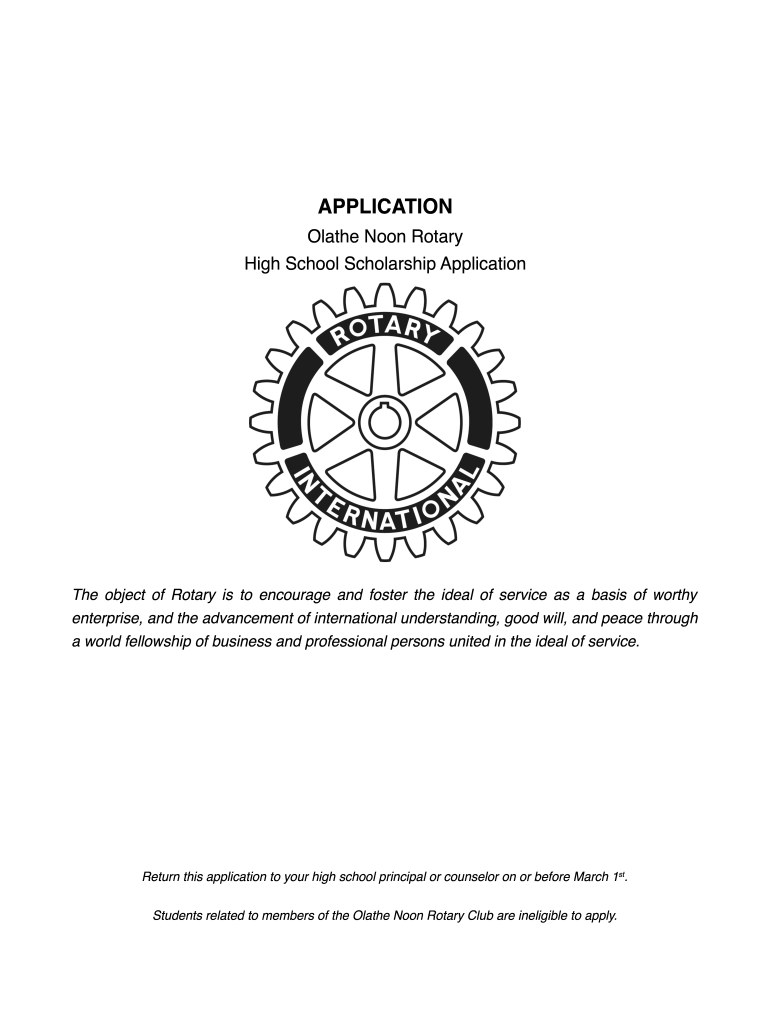 Olathe Noon Rotary Scholarship Bapplicationb  Form