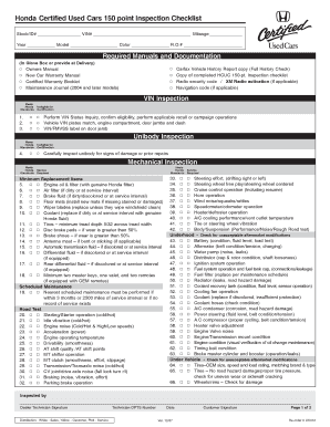 HCUC 150 Point Inspection Checklist UC012 ClickMotive  Form