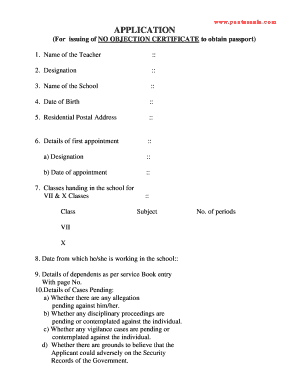 Application Set for Passport Noc  Form