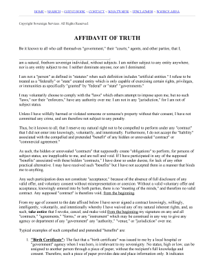 Affidavit of Truth Template  Form