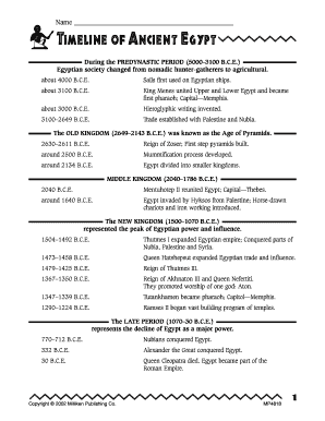 Timeline of Ancient Egypt Lorenz Educational Press  Form