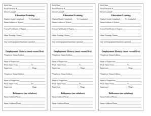 Pocket Resume Template  Form