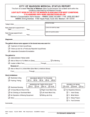  Light Duty Work Restrictions Form 2004-2024