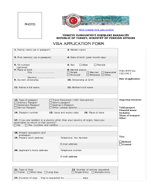 Visa to Enter Turkey  Form