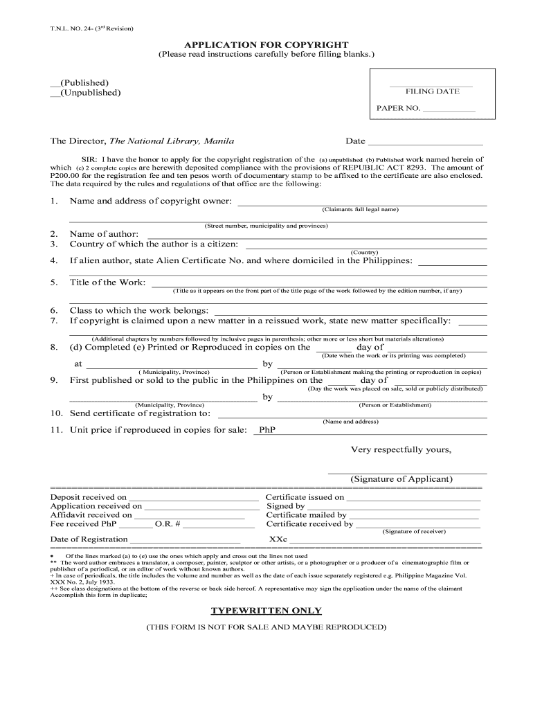 Copyright Application  Form