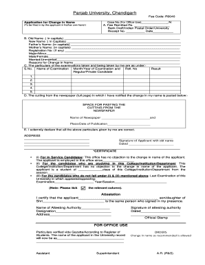 Punjab University Name Correction Form