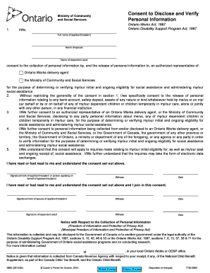 Consent to Disclose and Verify Information Gouvernement De L Bb Forms Ssb Gov on