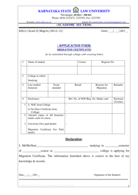 Migration Certificate Karnataka  Form