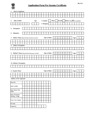 Apply from in Income Certificate  Form