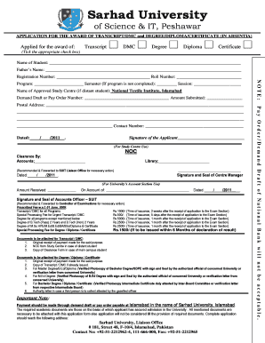 Sarhad University Degree Form