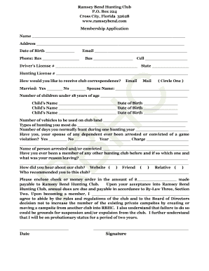 Ramseybend Com Member Application  Form