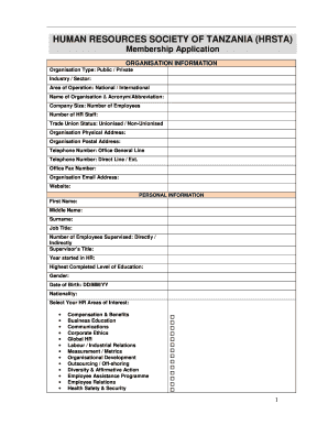 Professional Hr Boards in Tanzania  Form