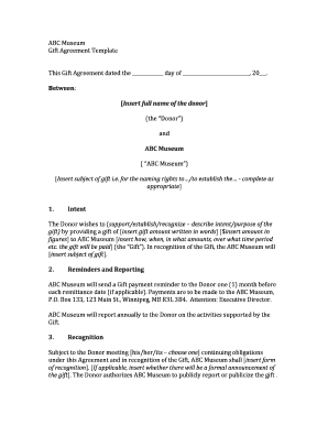 Gift Agreement Template  Form
