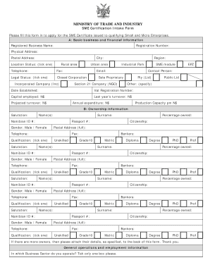 Sme Application Form