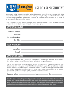 Use of a Representative Form George Brown College