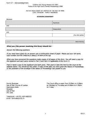 Form C7 Acknowledgement Isle of Man Org