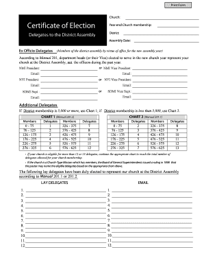 Church Certificate of Election as a PDF File Church of the Nazarene  Form