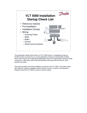 Danfoss Drive Start Up Form