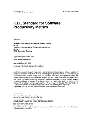 IEEE Std 1045 IEEE Standard for Software Productivity Metrics a Consistent Way to Measure the Elements that Go into Computing so  Form